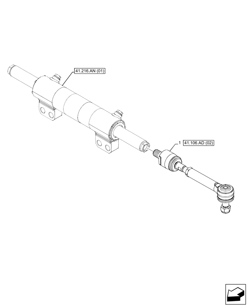 Схема запчастей Case 580N EP - (41.106.AD[01]) - FRONT AXLE, STEERING TIE-ROD, 4WD (41) - STEERING