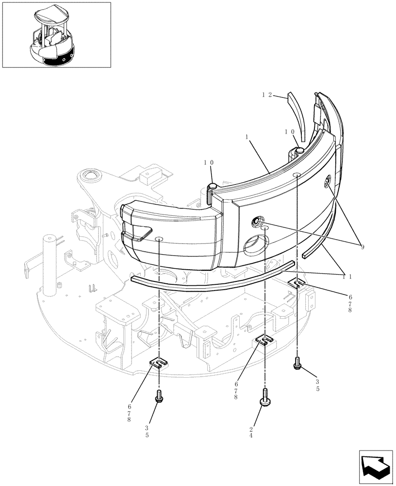 Схема запчастей Case CX20B - (016-01[1]) - COUNTERWEIGHT INSTALLATIONS (39) - FRAMES AND BALLASTING