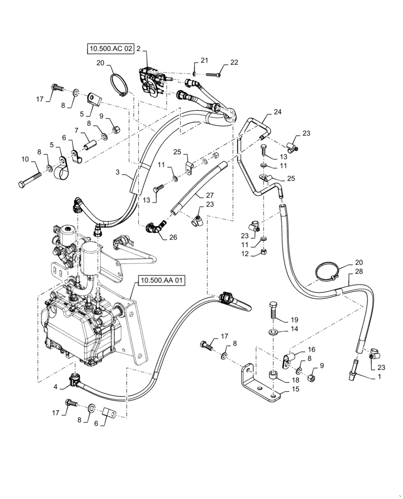 Схема запчастей Case 721F - (10.500.AD[01]) - DEF/ADBLUE LINES (10) - ENGINE