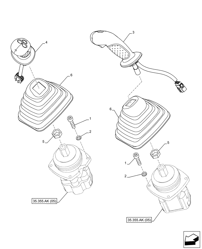 Схема запчастей Case CX210D LC LR - (35.355.AK[01]) - STD + VAR - 461561, 461571 - JOYSTICK (35) - HYDRAULIC SYSTEMS