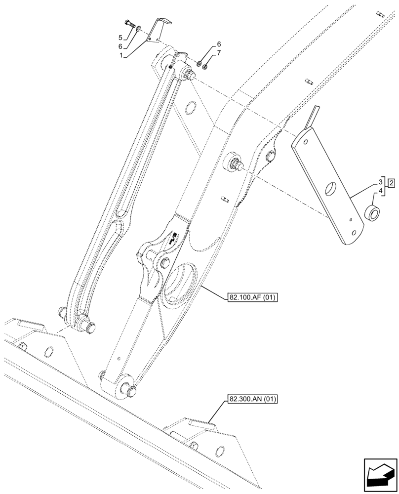 Схема запчастей Case 590SN - (82.100.AF[02]) - VAR - 423003 - LOADER ARM, LINK (82) - FRONT LOADER & BUCKET