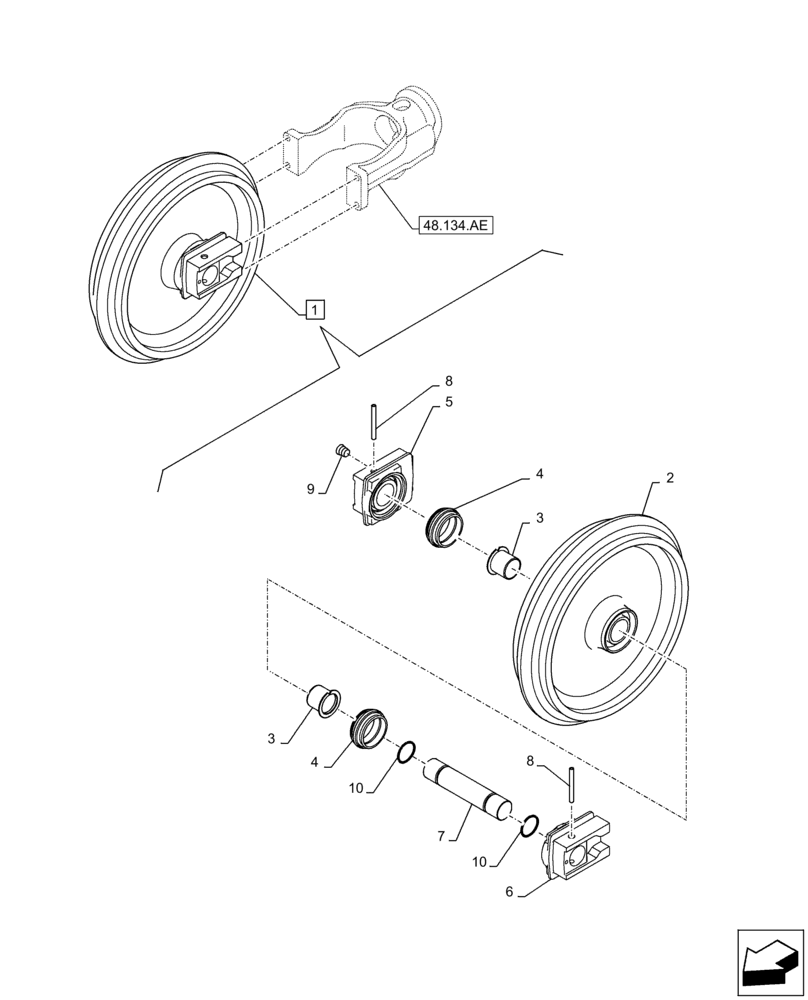 Схема запчастей Case CX350D LC - (48.134.AA) - IDLER WHEEL (48) - TRACKS & TRACK SUSPENSION