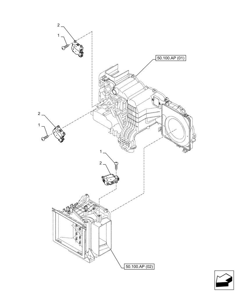 Схема запчастей Case CX210D NLC - (55.050.AR) - AIR CONDITIONING, BLOWER, MOTOR (55) - ELECTRICAL SYSTEMS