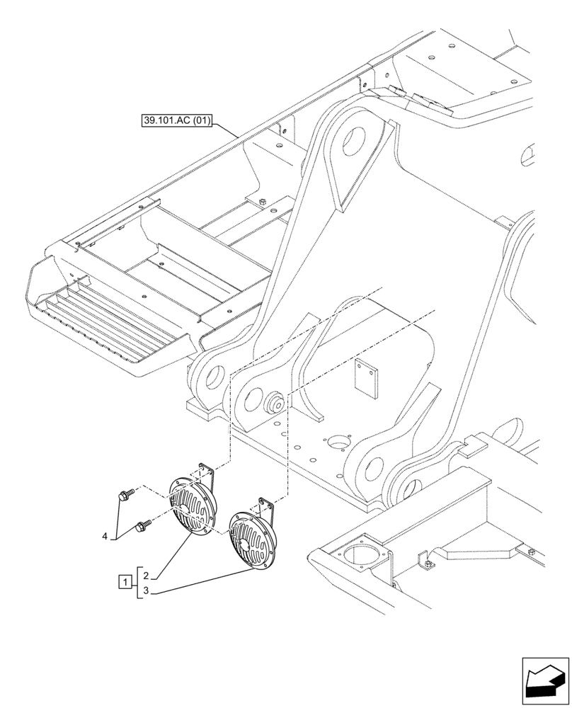 Схема запчастей Case CX350D LC - (55.408.AG[01]) - HORN (55) - ELECTRICAL SYSTEMS