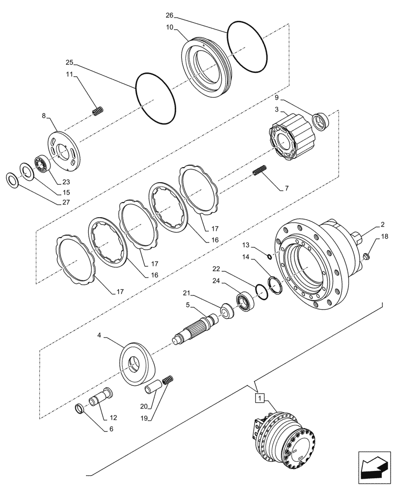 Схема запчастей Case CX350D LC - (35.353.AD[02]) - TRAVEL MOTOR & REDUCTION GEAR, COMPONENTS (35) - HYDRAULIC SYSTEMS