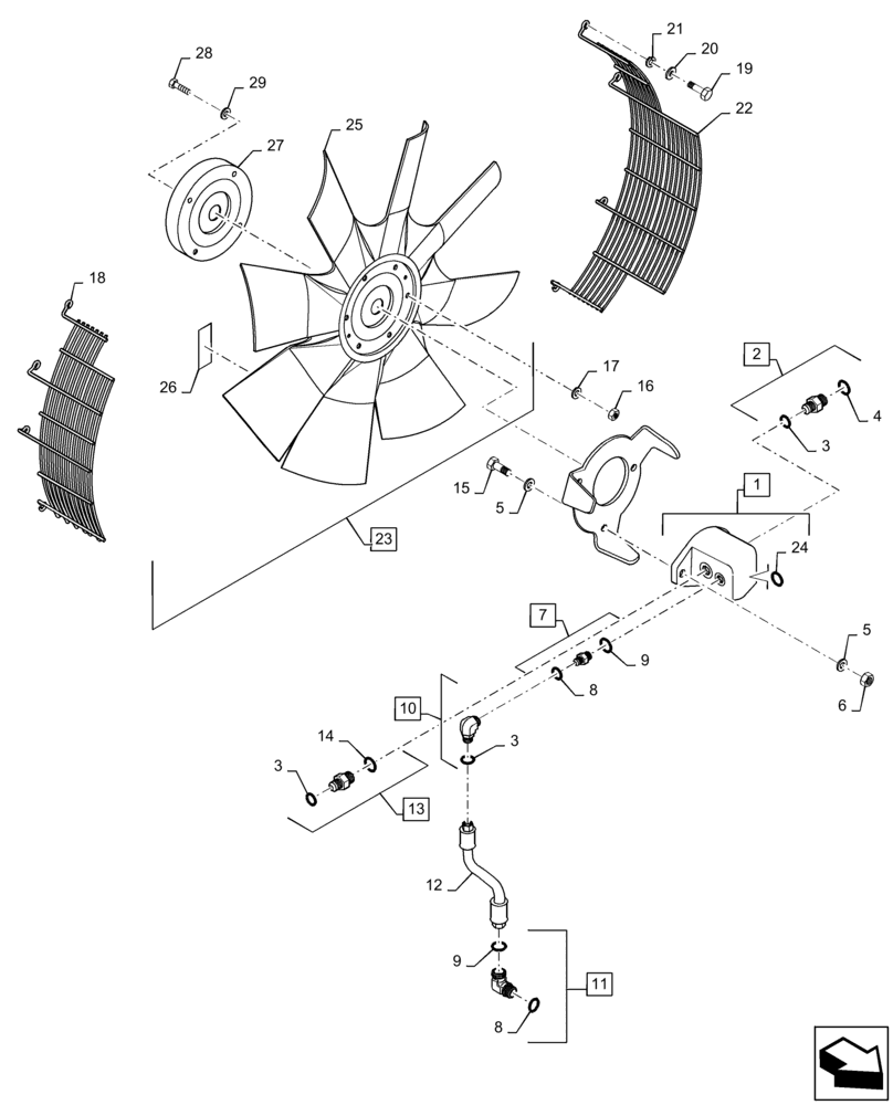 Схема запчастей Case 621F - (35.752.AC) - FAN DRIVE ASSEMBLY (35) - HYDRAULIC SYSTEMS