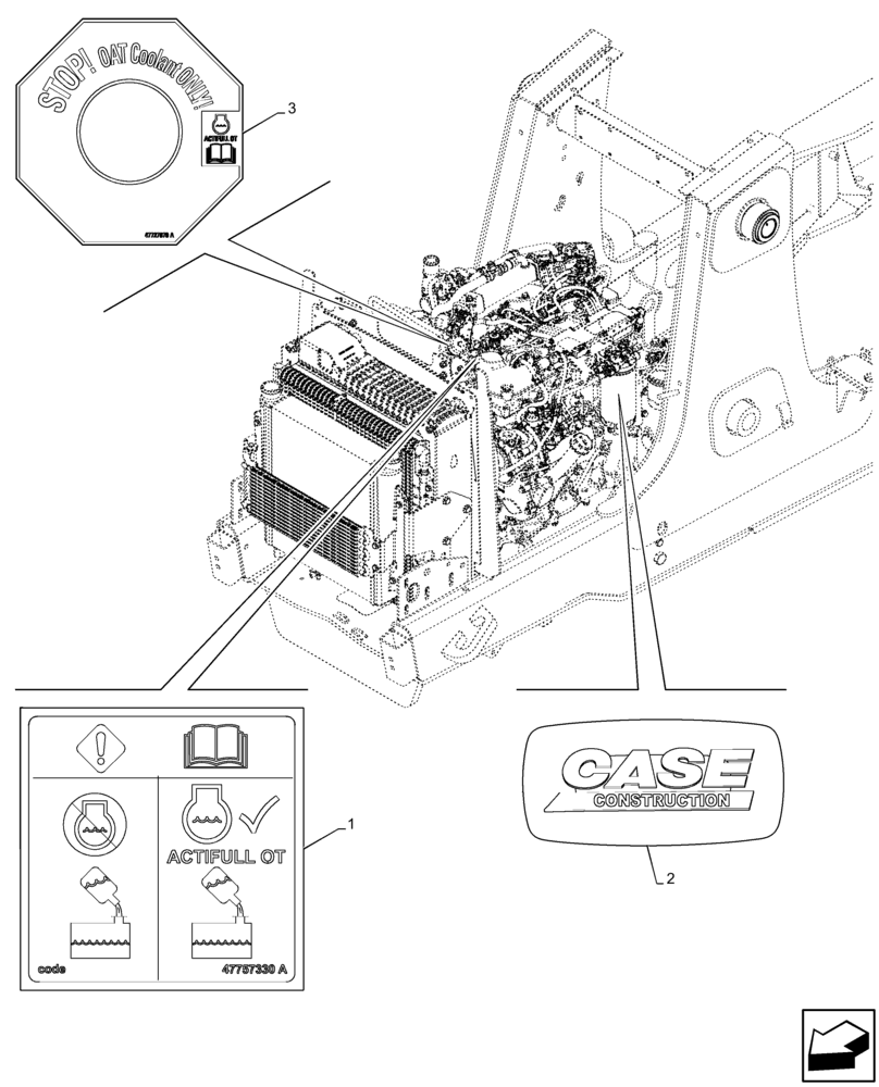 Схема запчастей Case 580SN - (90.108.AC[21]) - VAR - 747882, 747883 - WARNING DECAL, FRAME (90) - PLATFORM, CAB, BODYWORK AND DECALS