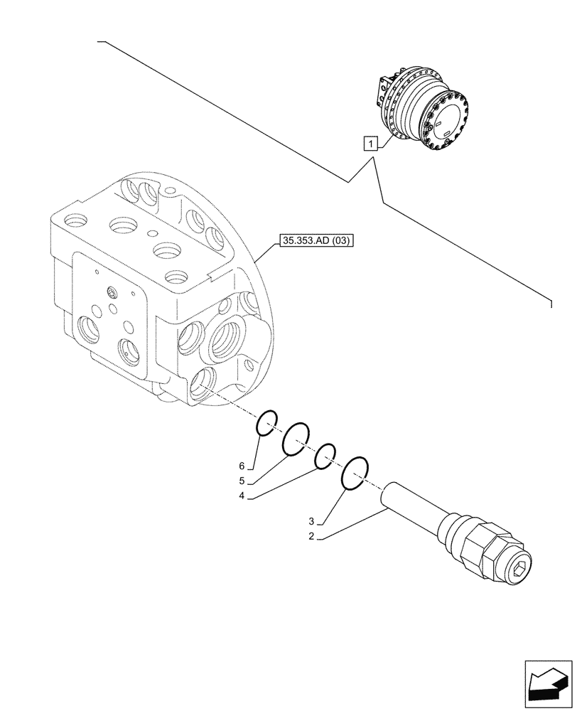 Схема запчастей Case CX350D LC - (35.353.AB) - TRAVEL MOTOR & REDUCTION GEAR, RELIEF VALVE (35) - HYDRAULIC SYSTEMS