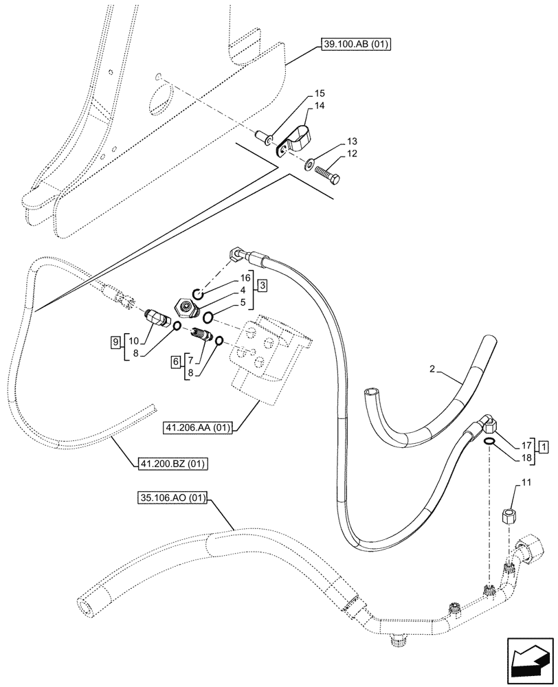 Схема запчастей Case 580SN - (41.200.AA) - STEERING LINE (41) - STEERING