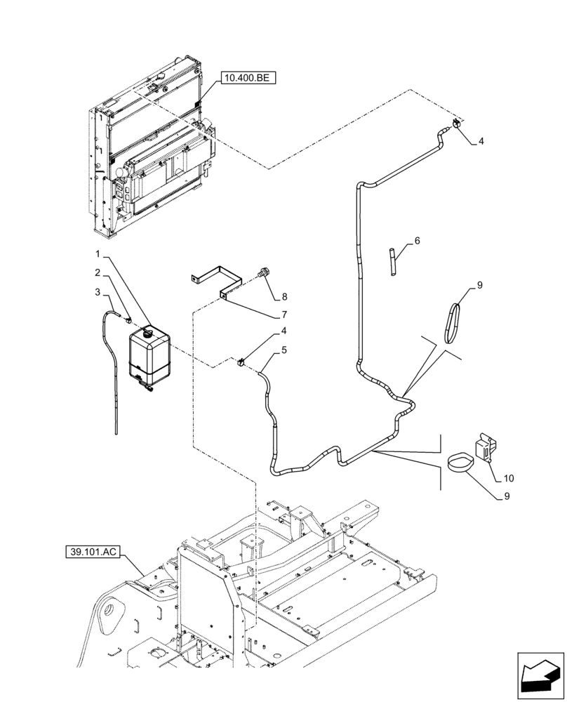 Схема запчастей Case CX300D LC - (10.400.BH) - RADIATOR, EXPANSION TANK (10) - ENGINE