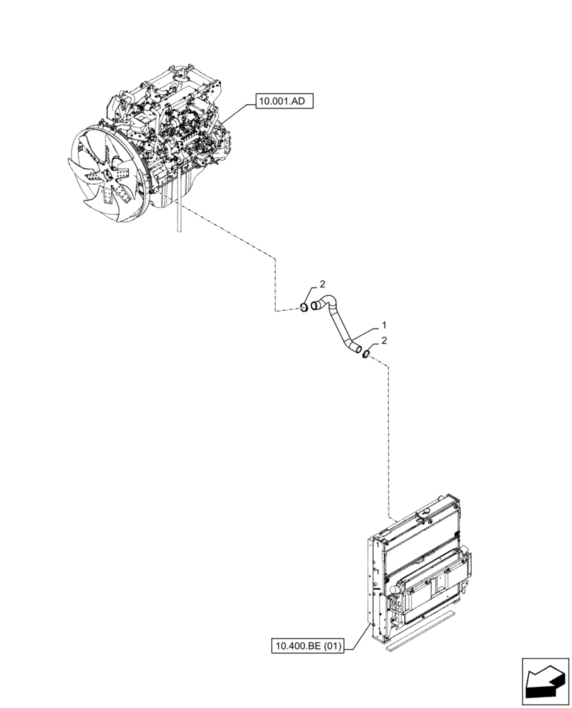 Схема запчастей Case CX300D LC - (10.400.AP) - RADIATOR, HOSE (10) - ENGINE