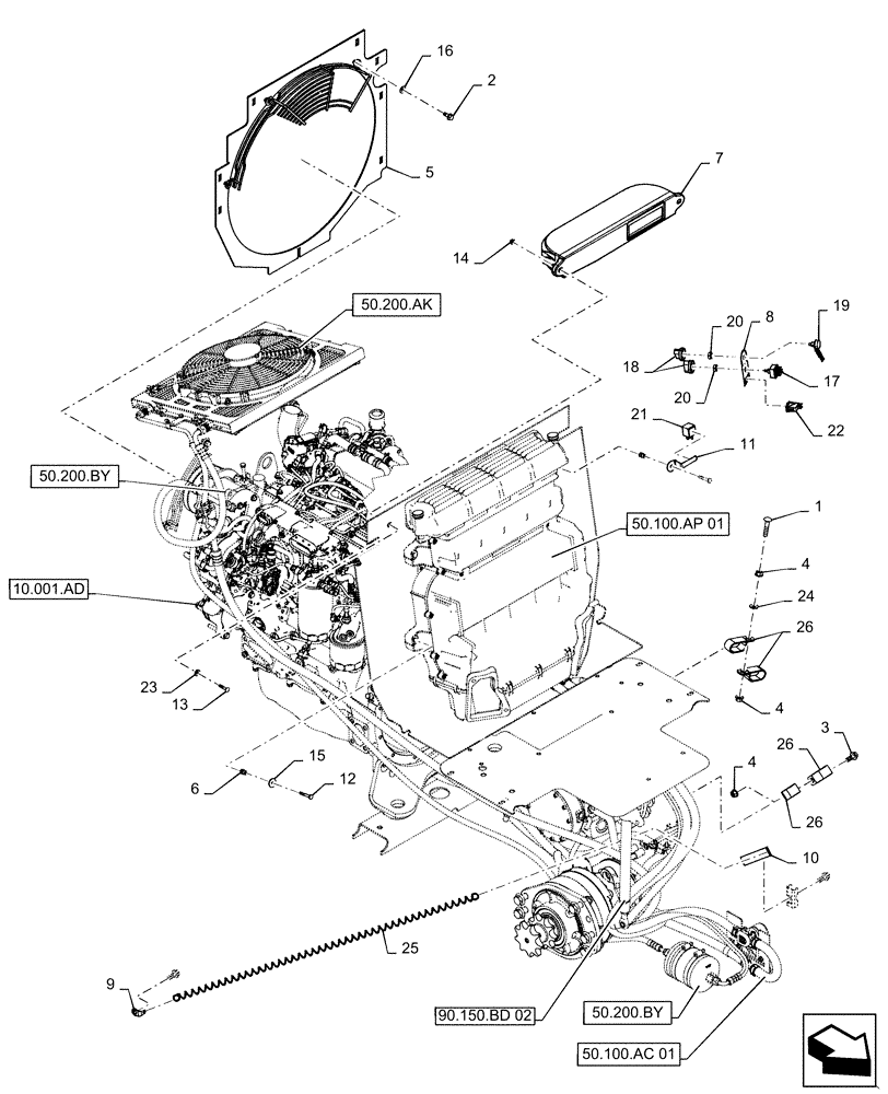 Схема запчастей Case SR240 - (50.100.AP[03]) - HVAC SYSTEM (50) - CAB CLIMATE CONTROL