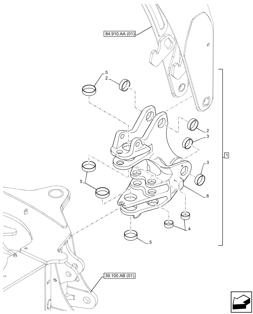 Схема запчастей Case 580SN - (84.114.AF) - BOOM SWING, TOWER (84) - BOOMS, DIPPERS & BUCKETS