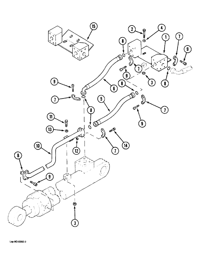 Схема запчастей Case 1088 - (8G-34) - TOOL CYLINDER CIRCUIT, TUBES AT ARM - 2.20 M AND 2.80 M, P.I.N. FROM 106901 TO 106924 (08) - HYDRAULICS