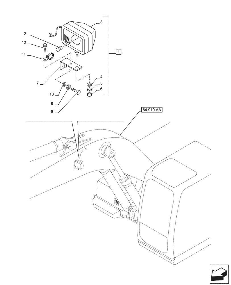 Схема запчастей Case CX210D LC LR - (55.404.BS) - WORKING LIGHT, BOOM (55) - ELECTRICAL SYSTEMS