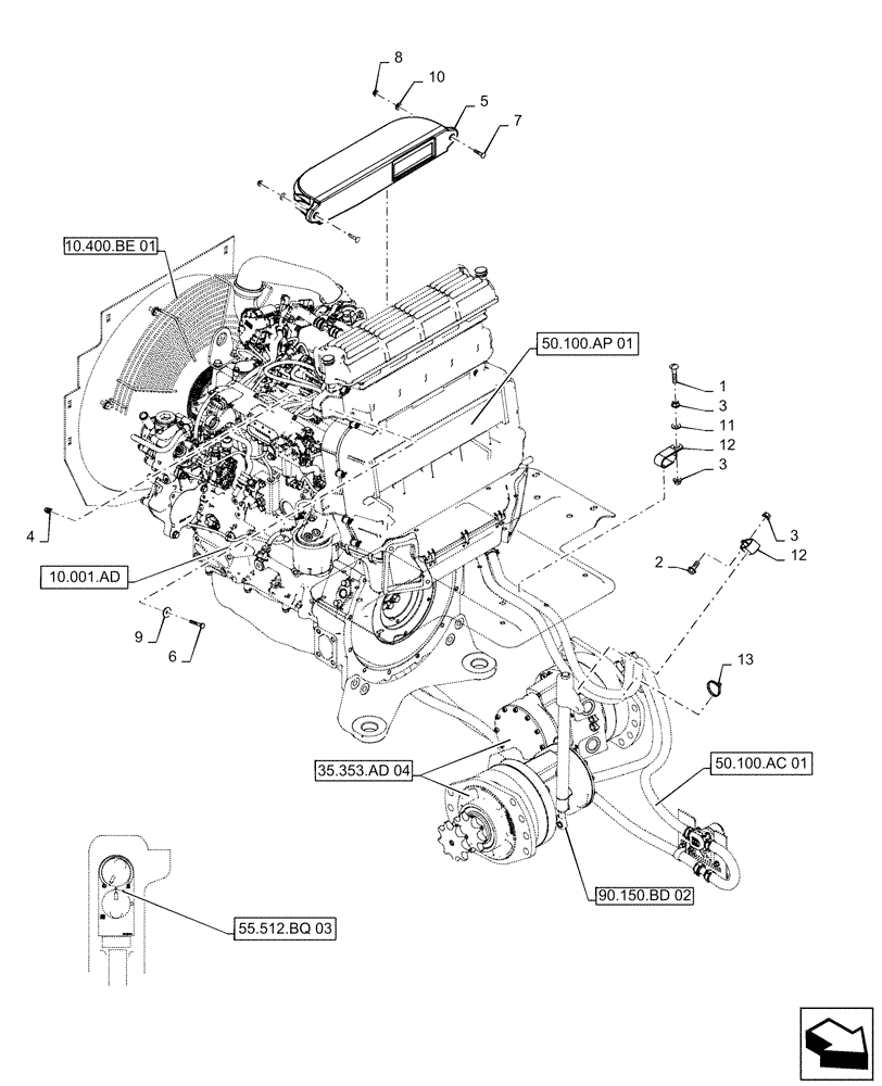 Схема запчастей Case TR310 - (50.100.AP[02]) - HVAC SYSTEM, HEATER ONLY (50) - CAB CLIMATE CONTROL