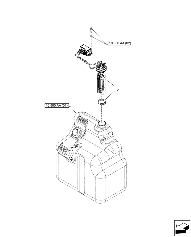 Схема запчастей Case CX300D LC - (55.988.AN) - DEF/ADBLUE™ TANK, LEVEL, SENSOR (55) - ELECTRICAL SYSTEMS