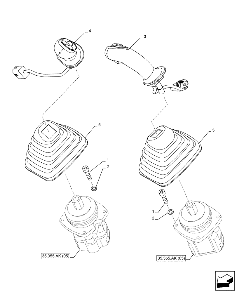 Схема запчастей Case CX210D LC - (35.355.AK[04]) - VAR - 461863, 461864 - JOYSTICK (35) - HYDRAULIC SYSTEMS