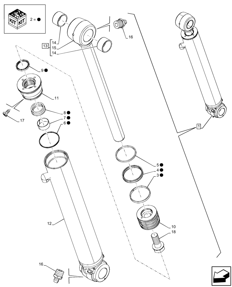 Схема запчастей Case 580N EP - (35.737.AA[02]) - DIPPER, CYLINDER, COMPONENTS (35) - HYDRAULIC SYSTEMS