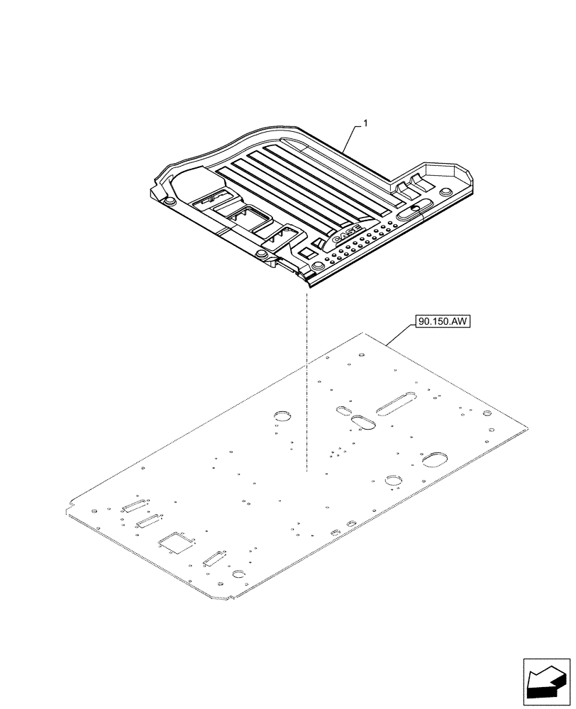 Схема запчастей Case CX210D LC LR - (90.160.AR[01]) - FLOOR MAT (90) - PLATFORM, CAB, BODYWORK AND DECALS
