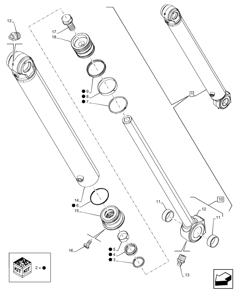 Схема запчастей Case 580SN WT - (35.736.AA[02]) - BACKHOE BOOM CYL. SECTION, CYLINDER, COMPONENTS (35) - HYDRAULIC SYSTEMS