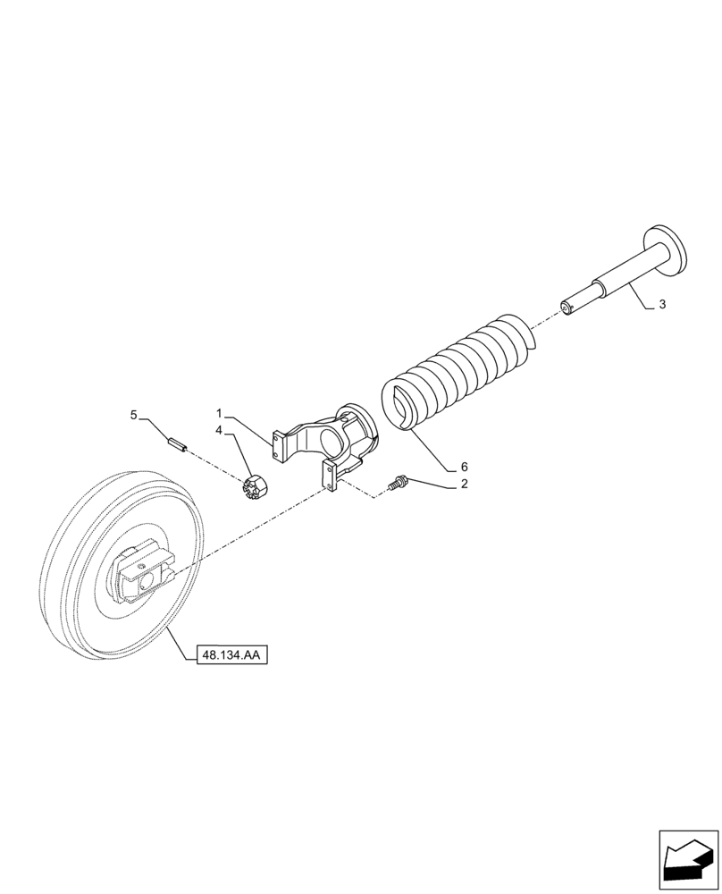 Схема запчастей Case CX350D LC - (48.134.AE) - TENSION SPRING (48) - TRACKS & TRACK SUSPENSION