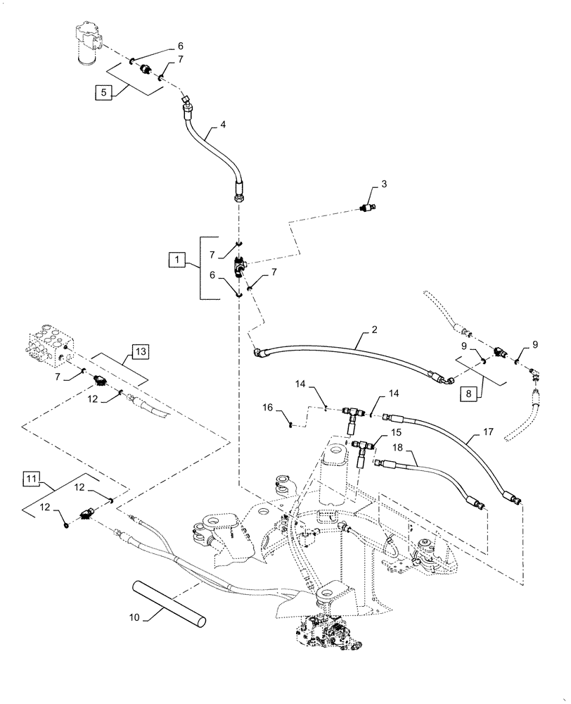 Схема запчастей Case 621F - (41.200.BY[02]) - STANDARD STEERING WITH JOYSTICK, HYDRAULIC LINES (41) - STEERING