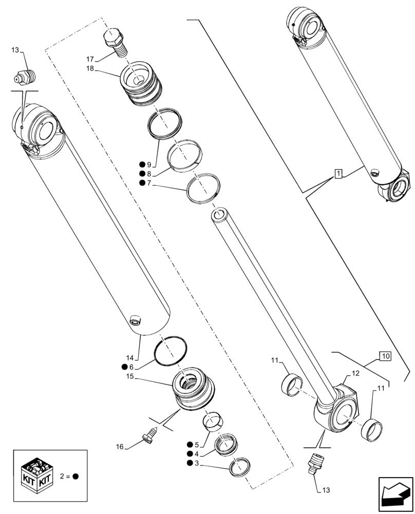 Схема запчастей Case 590SN - (35.736.AA[02]) - BACKHOE BOOM CYL. SECTION, CYLINDER, COMPONENTS (35) - HYDRAULIC SYSTEMS