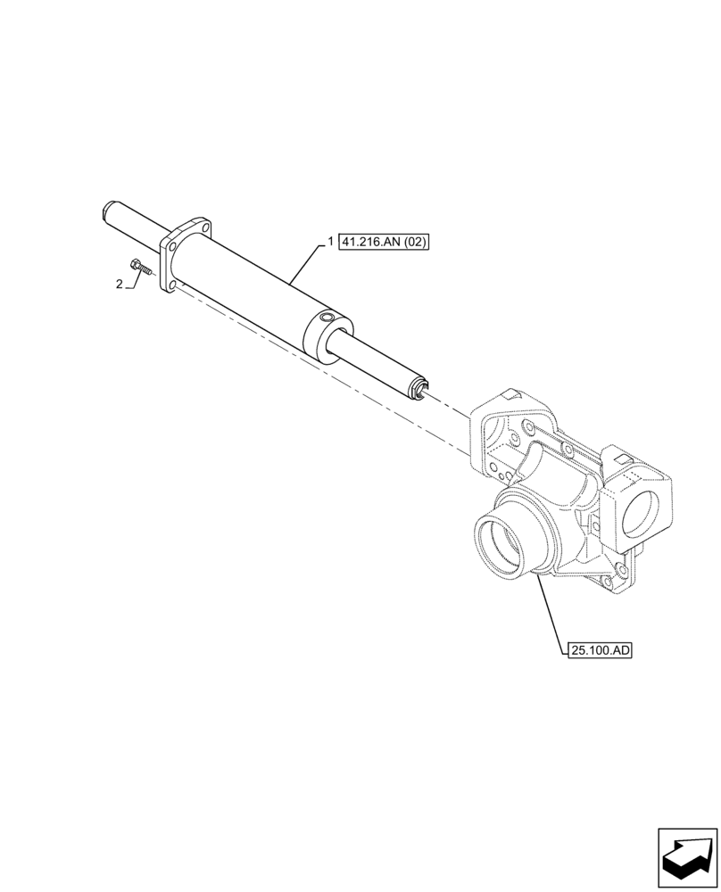 Схема запчастей Case 580N EP - (41.216.AN[01]) - FRONT AXLE, STEERING CYLINDER, 4WD (41) - STEERING