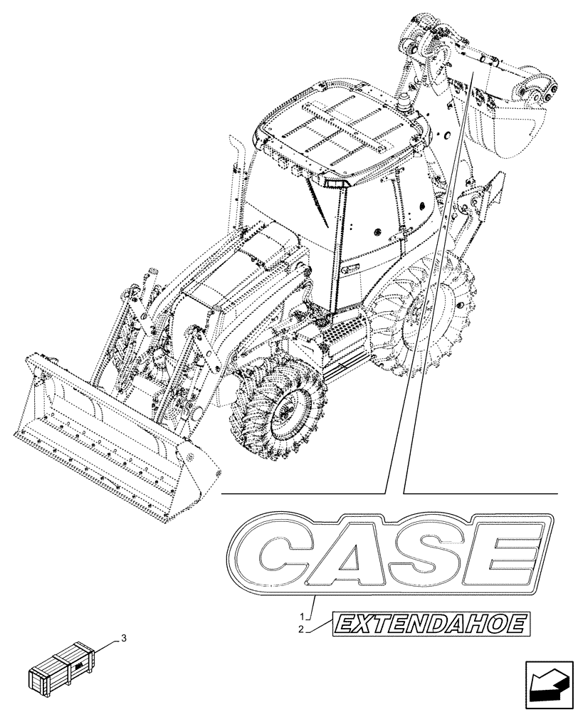 Схема запчастей Case 580N EP - (90.108.AB[02]) - VAR - 423076 - MODEL IDENTIFICATION DECAL (90) - PLATFORM, CAB, BODYWORK AND DECALS