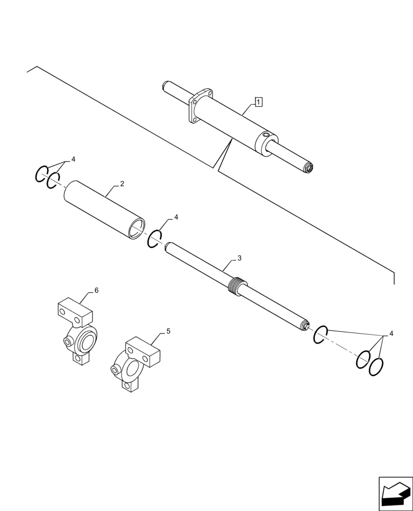 Схема запчастей Case 580N EP - (41.216.AN[02]) - FRONT AXLE, STEERING CYLINDER, 4WD (41) - STEERING