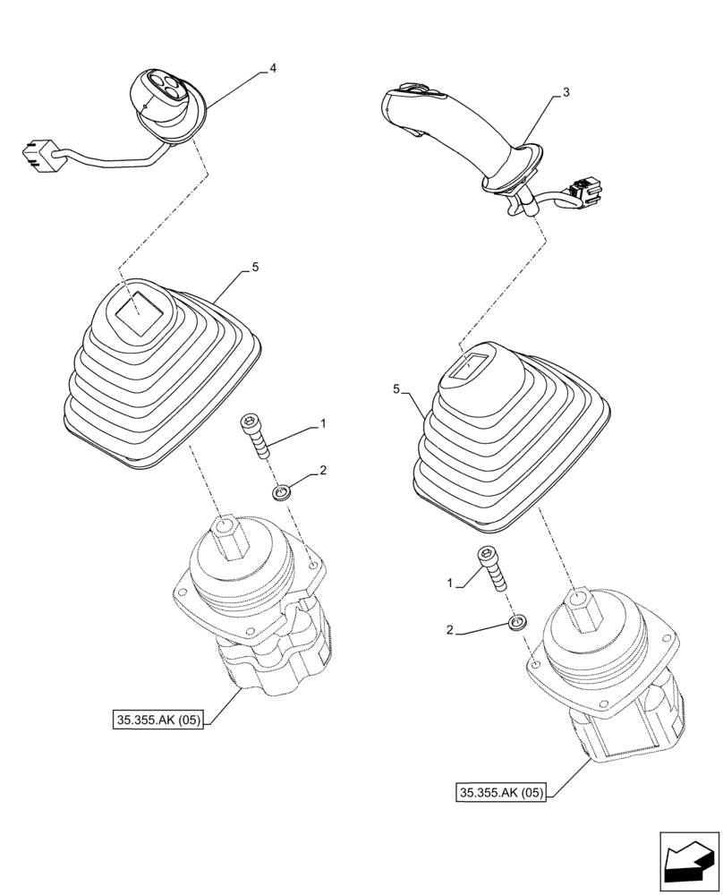 Схема запчастей Case CX210D NLC - (35.355.AK[03]) - VAR - 461863, 461864 - JOYSTICK (35) - HYDRAULIC SYSTEMS