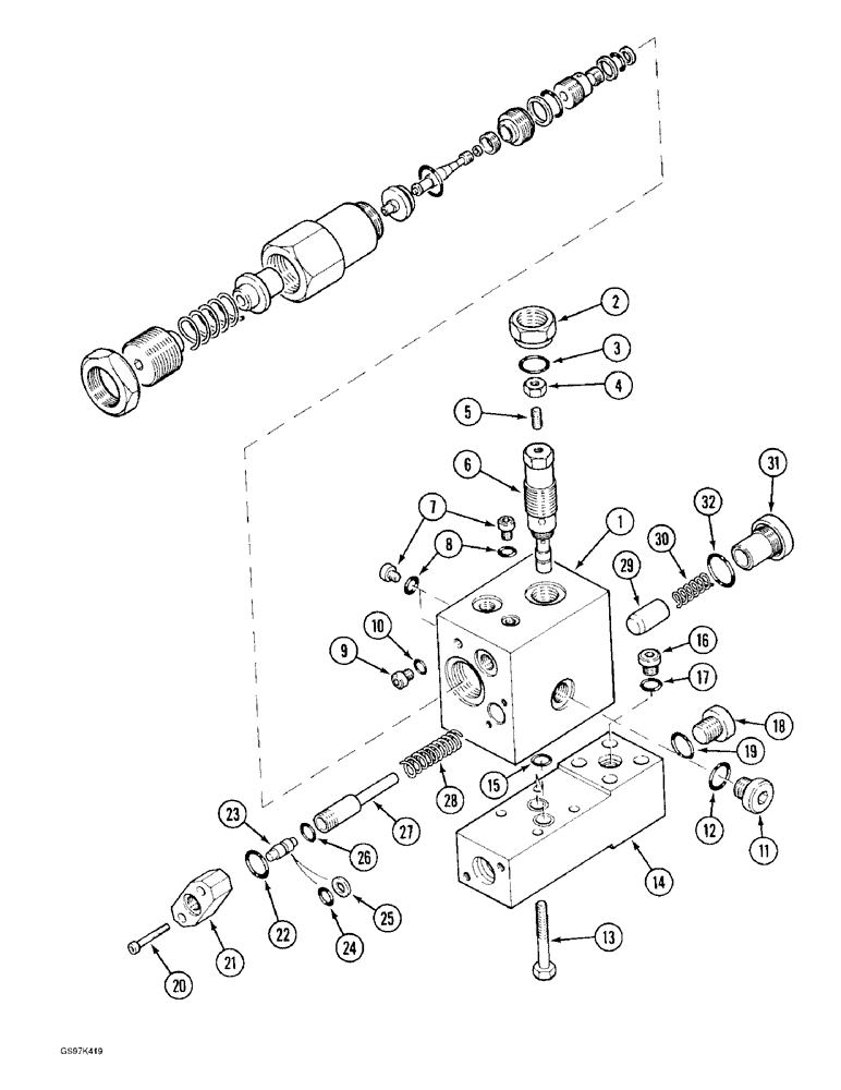 Схема запчастей Case 170C - (8-140) - CRANING VALVE, USED WITH BOOM CYLINDER CIRCUIT (08) - HYDRAULICS