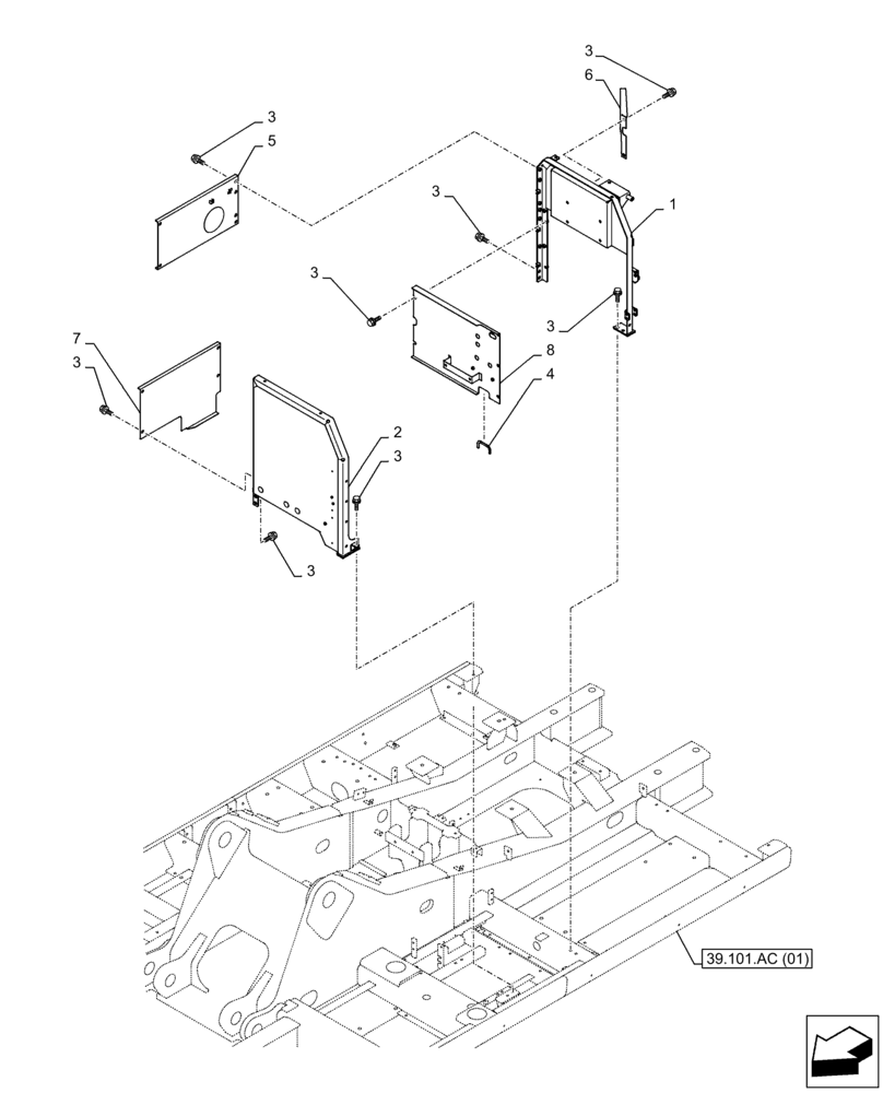 Схема запчастей Case CX350D LC - (90.105.BV[05]) - HOUSING & COVERS (90) - PLATFORM, CAB, BODYWORK AND DECALS