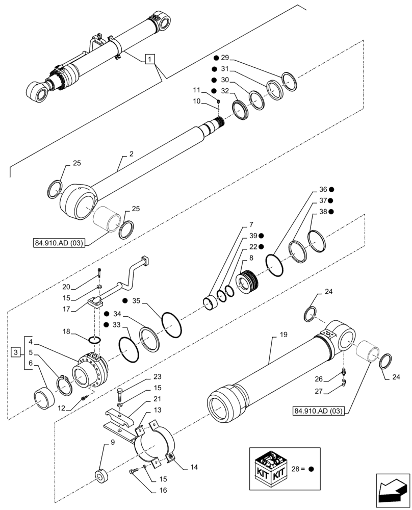 Схема запчастей Case CX350D LC - (35.736.AA[05]) - VAR - 481064 - LIFT CYLINDER, LEFT, SAFETY VALVE, COMPONENTS (35) - HYDRAULIC SYSTEMS