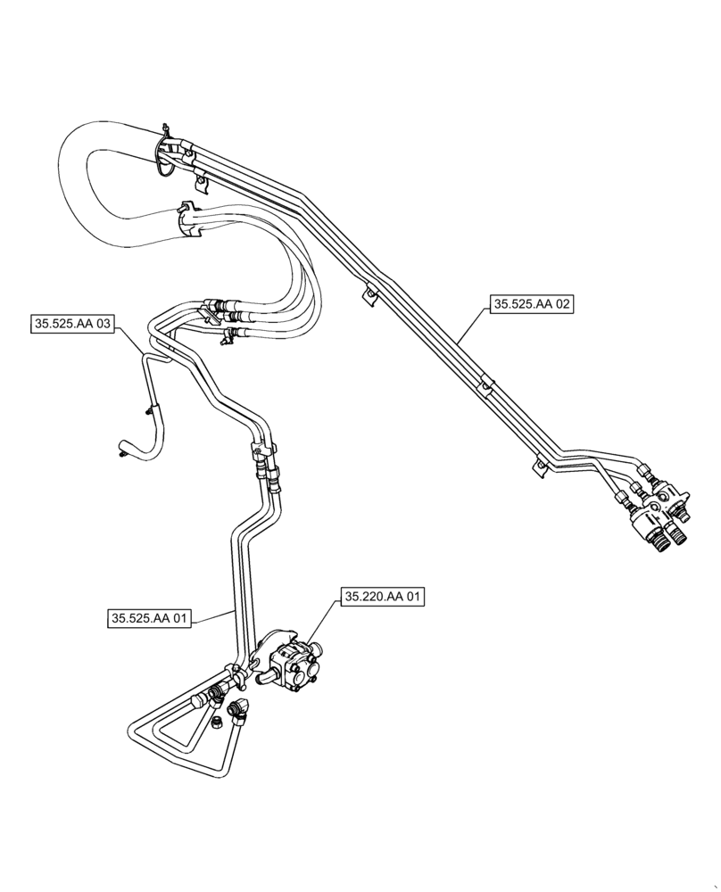 Схема запчастей Case TV380 - (35.525.AA) - AUXILIARY HYDRAULIC, STANDARD C.U.P. 36CC (35) - HYDRAULIC SYSTEMS