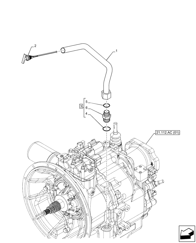 Схема запчастей Case 580N EP - (21.112.AF) - VAR - 423058, 423059 - TRANSMISSION, POWERSHUTTLE, DIPSTICK (21) - TRANSMISSION