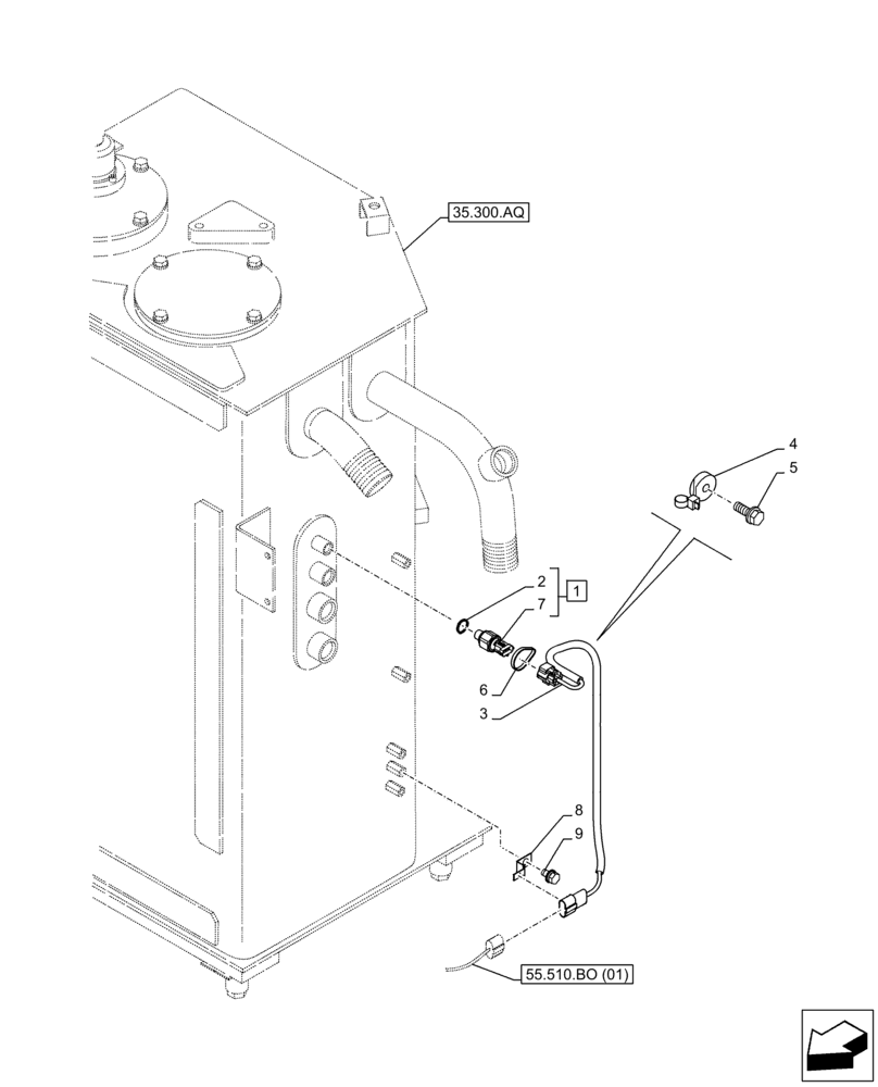 Схема запчастей Case CX350D LC - (55.036.AB[03]) - VAR - 461561, 461563, 461865, 461869 - HYDRAULIC, FLUID, PRESSURE SWITCH, HAMMER CIRCUIT, SHEARS, HIGH FLOW, CONTROL (55) - ELECTRICAL SYSTEMS