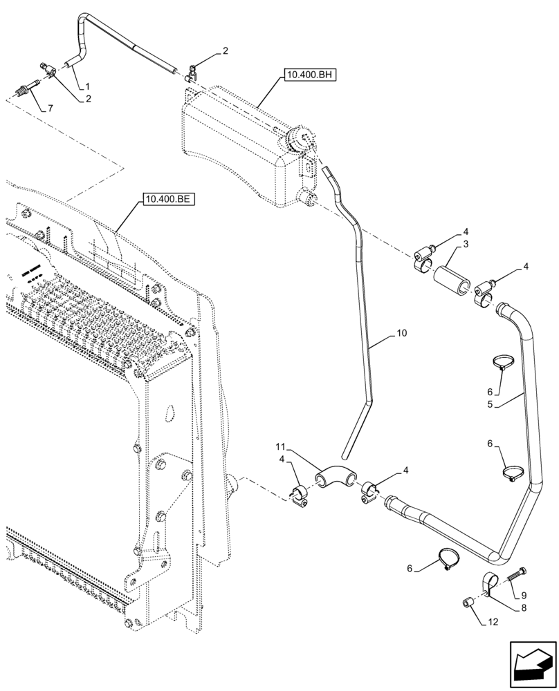 Схема запчастей Case 580N EP - (10.400.AK) - VAR - 442082, 747853, 747854, 747855 - EXPANSION TANK, HOSE (10) - ENGINE