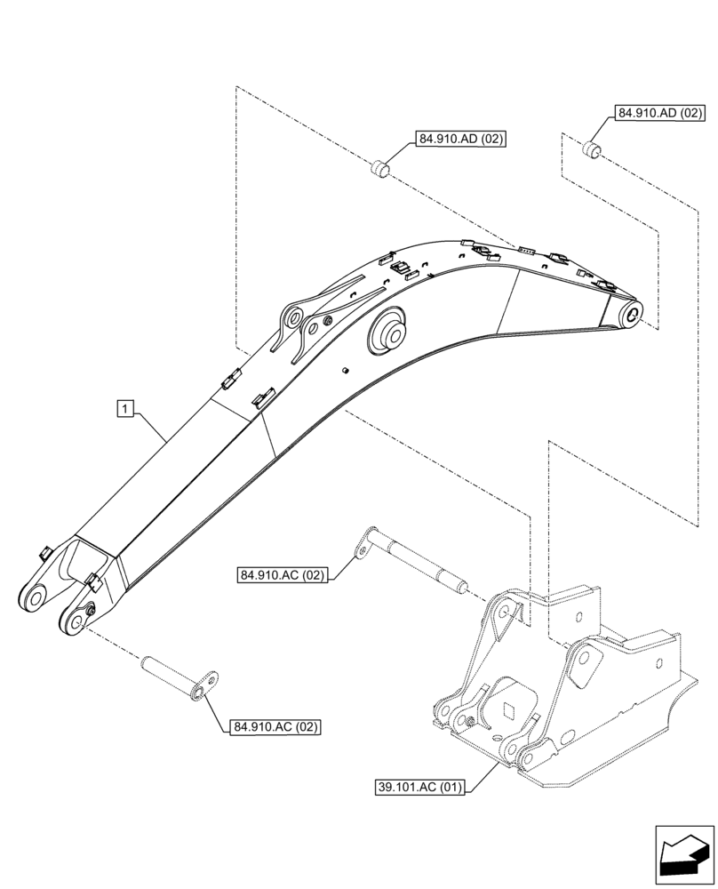 Схема запчастей Case CX350D LC - (84.910.AA[02]) - VAR - 481858 - BOOM (84) - BOOMS, DIPPERS & BUCKETS