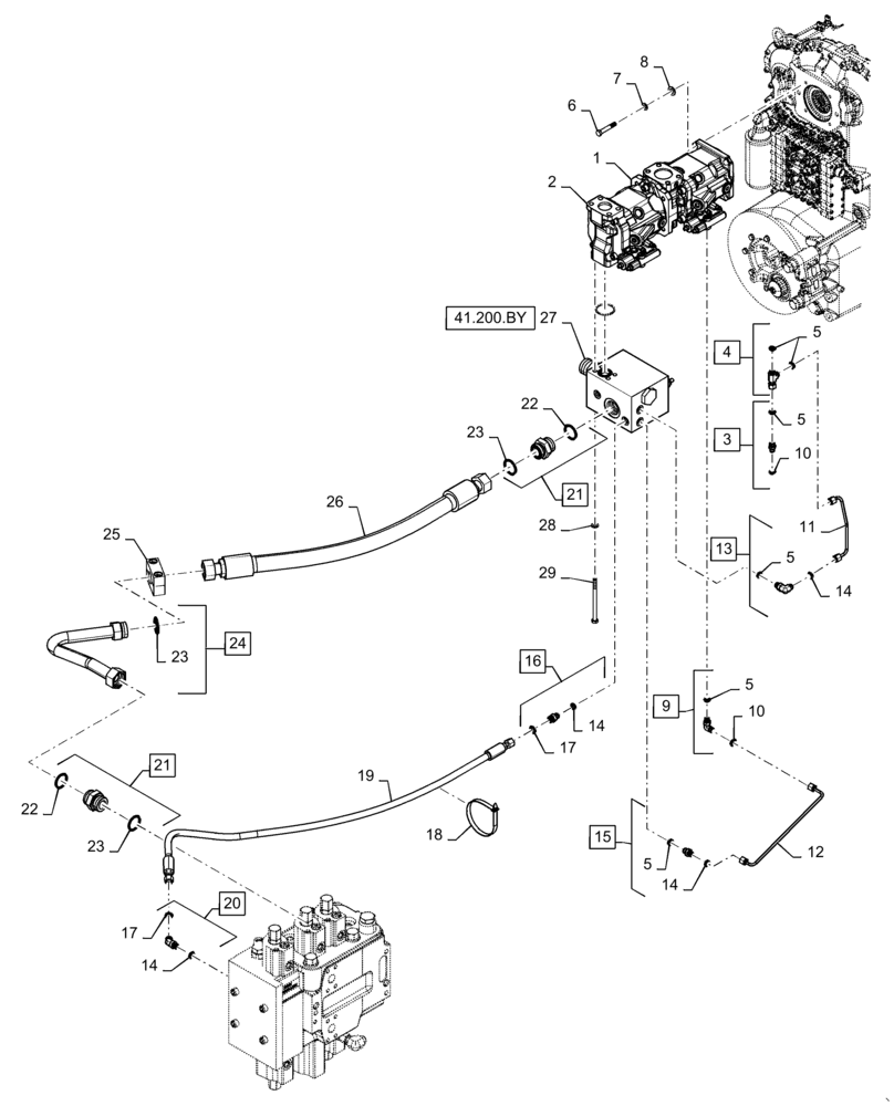 Схема запчастей Case 721F - (41.206.AJ) - PRIORITY PUMP INSTALLATION (41) - STEERING