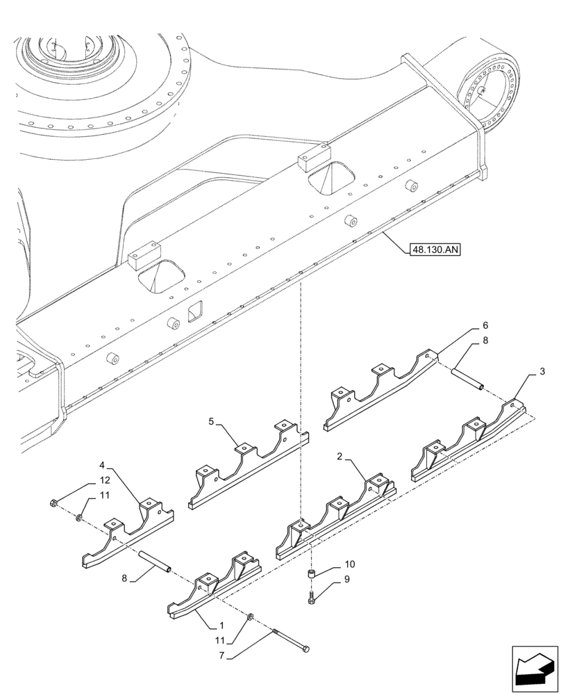 Схема запчастей Case CX350D LC - (48.100.AF[02]) - VAR - 481264 - TRACK CHAIN, FULL TRACK, GUIDE (48) - TRACKS & TRACK SUSPENSION