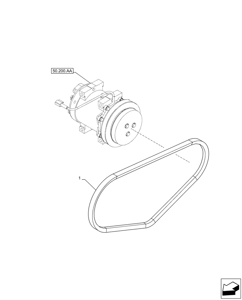 Схема запчастей Case CX350D LC - (50.200.AT) - AIR CONDITIONING, BELT (50) - CAB CLIMATE CONTROL