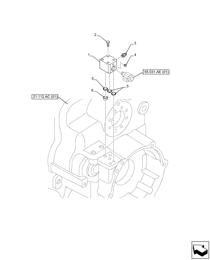 Схема запчастей Case 580SN - (33.110.AT[01]) - VAR - 423058, 423059, 423060, 423061 - TRANSMISSION, POWERSHUTTLE, PARKING BRAKE, CONTROL VALVE (33) - BRAKES & CONTROLS