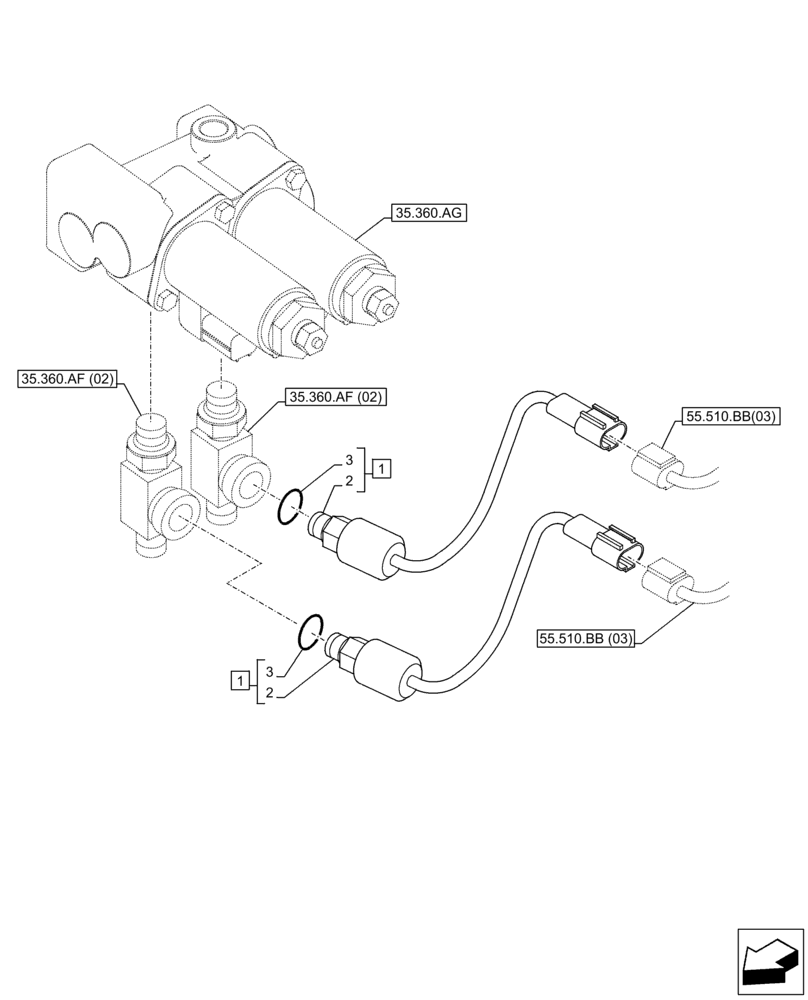 Схема запчастей Case CX350D LC - (55.425.AI) - VAR - 461863 - ROTATION, SPEED SENSOR, CLAMSHELL BUCKET, ROTATION, W/ ELECTRICAL PROPORTIONAL CONTROL (55) - ELECTRICAL SYSTEMS