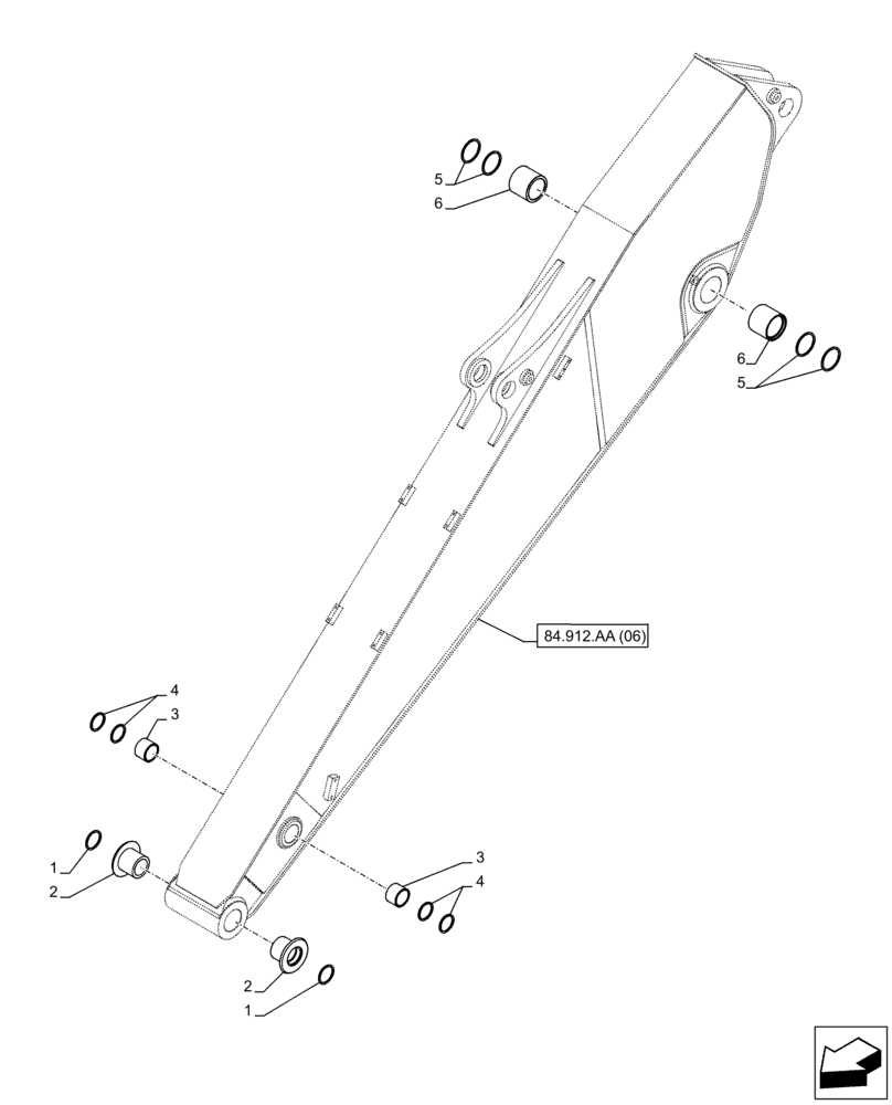 Схема запчастей Case CX350D LC - (84.912.AD[05]) - VAR - 781184 - ARM, BUSHING (ARM L=4.0M) (84) - BOOMS, DIPPERS & BUCKETS