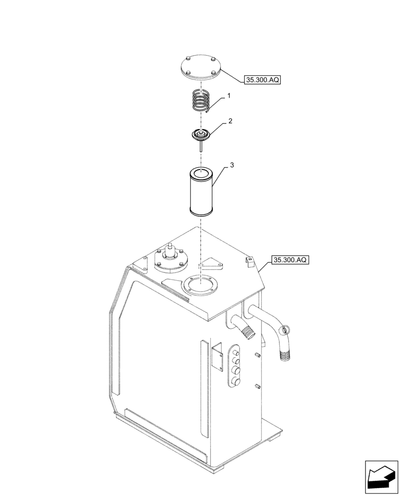 Схема запчастей Case CX350D LC - (35.300.AN[01]) - HYDRAULIC OIL RESERVOIR, OIL FILTER (35) - HYDRAULIC SYSTEMS