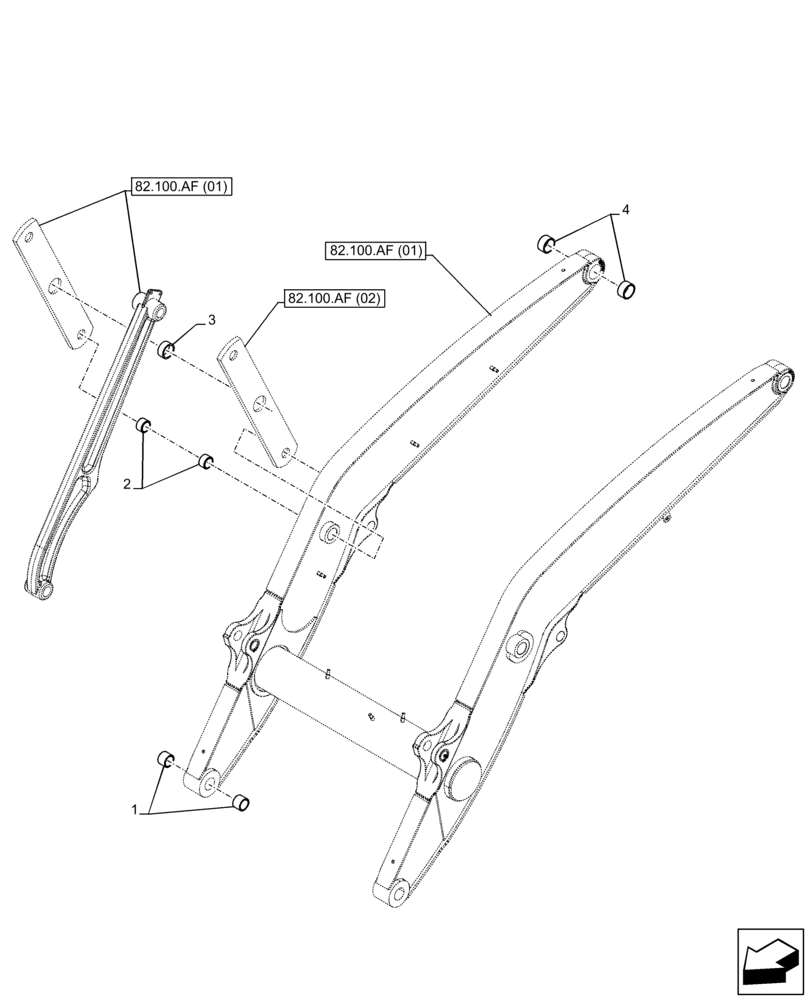 Схема запчастей Case 580SN - (82.100.AA) - ARM, PIVOT, BUSHING (82) - FRONT LOADER & BUCKET