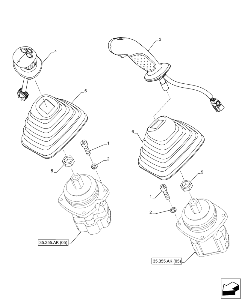 Схема запчастей Case CX350D LC - (35.355.AK[01]) - STD + VAR - 461561, 461563 - JOYSTICK (35) - HYDRAULIC SYSTEMS