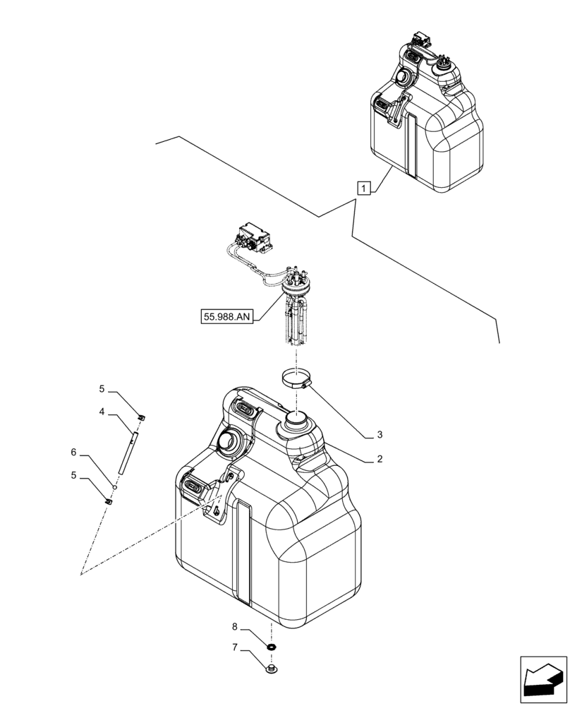 Схема запчастей Case CX250D LC LR - (10.500.AA[03]) - DEF/ADBLUE™ TANK, COMPONENTS (10) - ENGINE